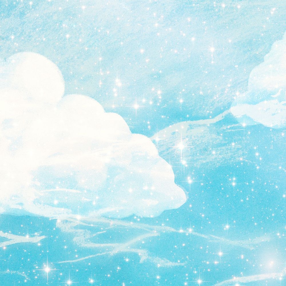 Aesthetic bling cloud background, blue sky design
