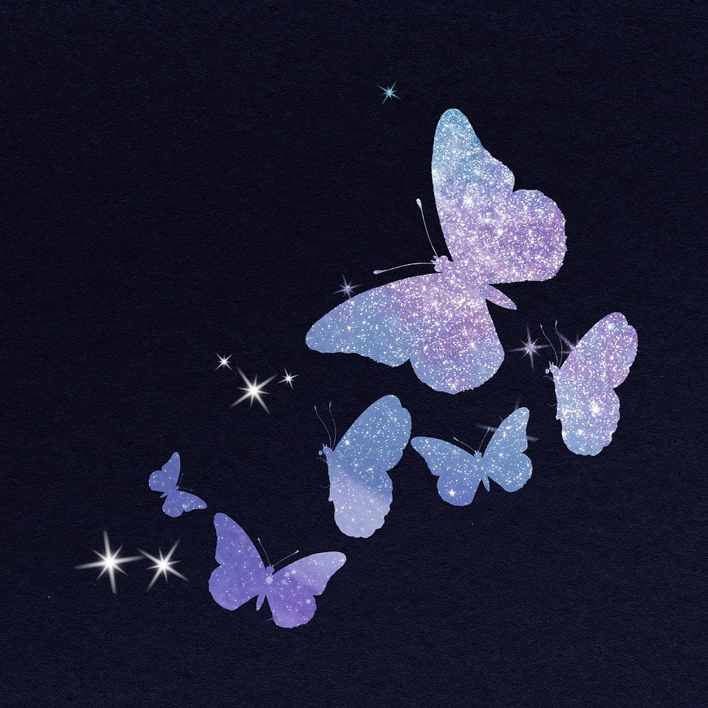 Glitter butterflies clipart, purple design
