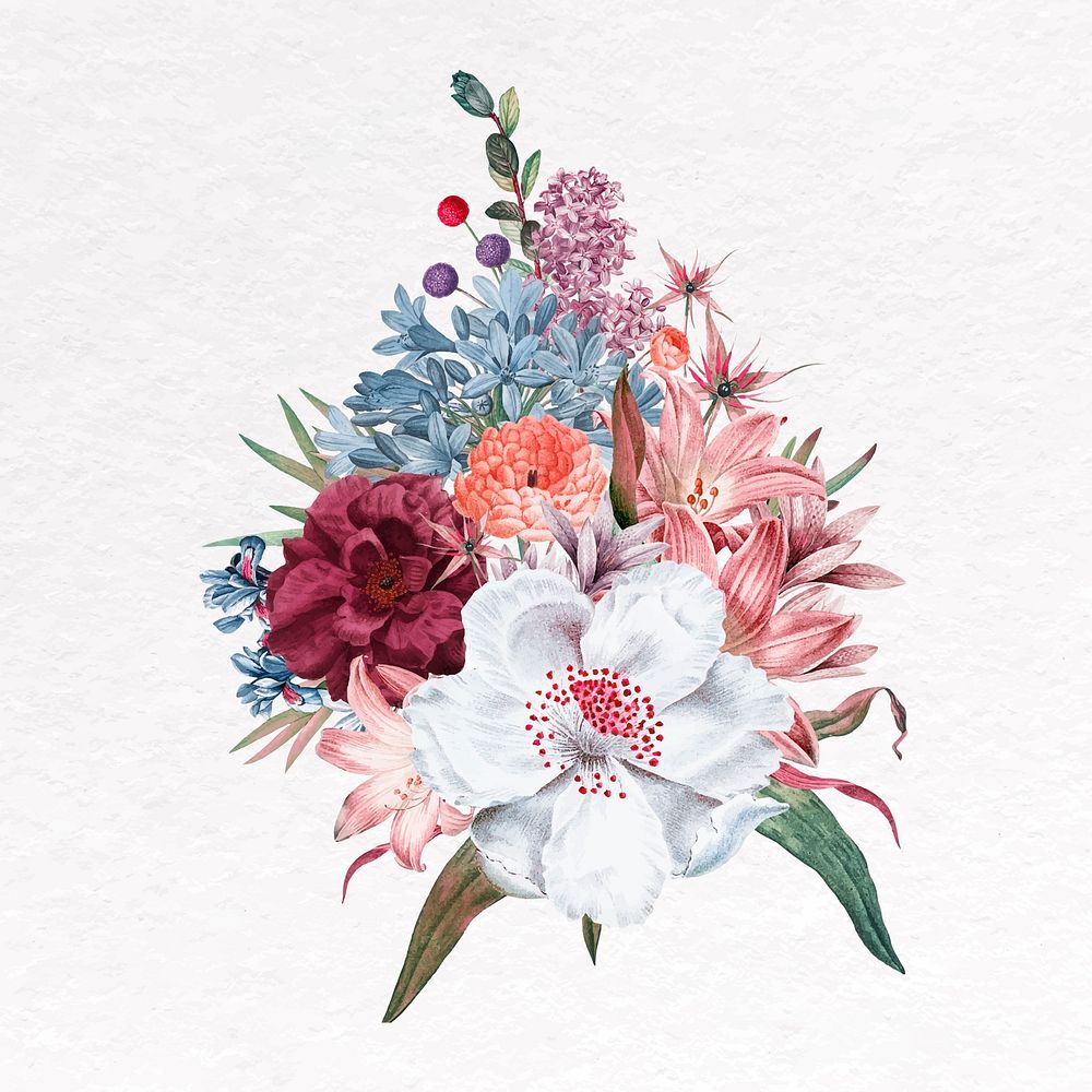 Flower bouquet clip art,  botanical design vector