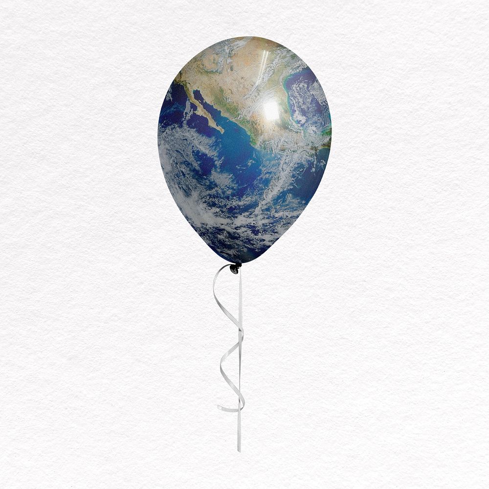 Earth balloon clipart, planet design psd