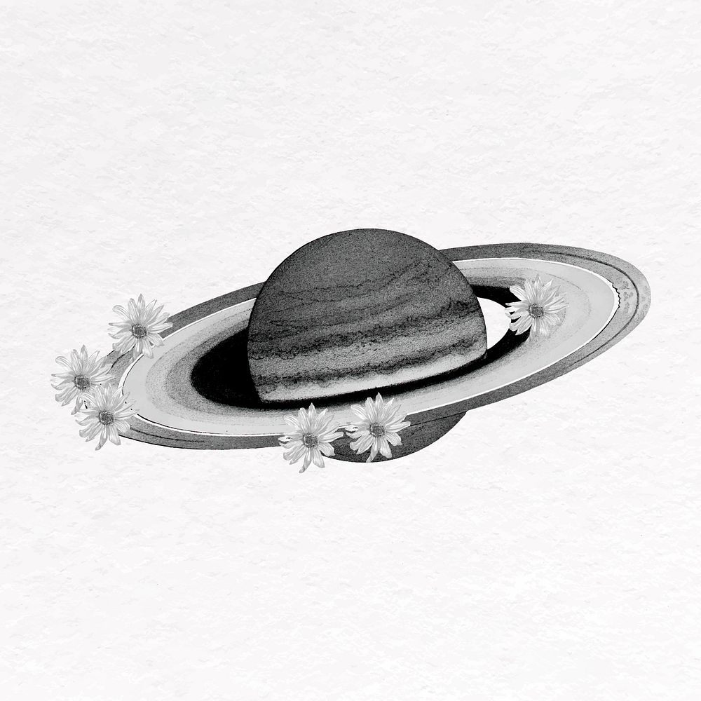 Gray Saturn clip art, planet design vector
