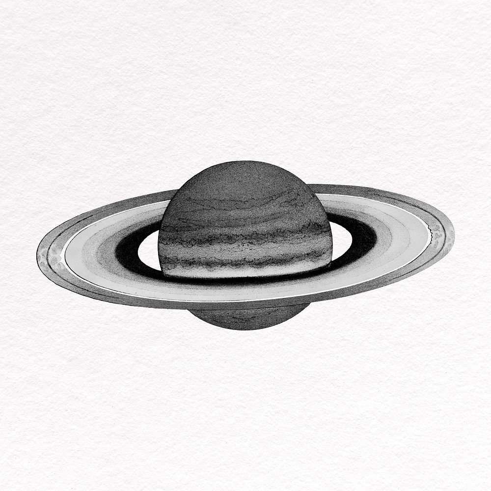 Gray Saturn clipart, planet design psd