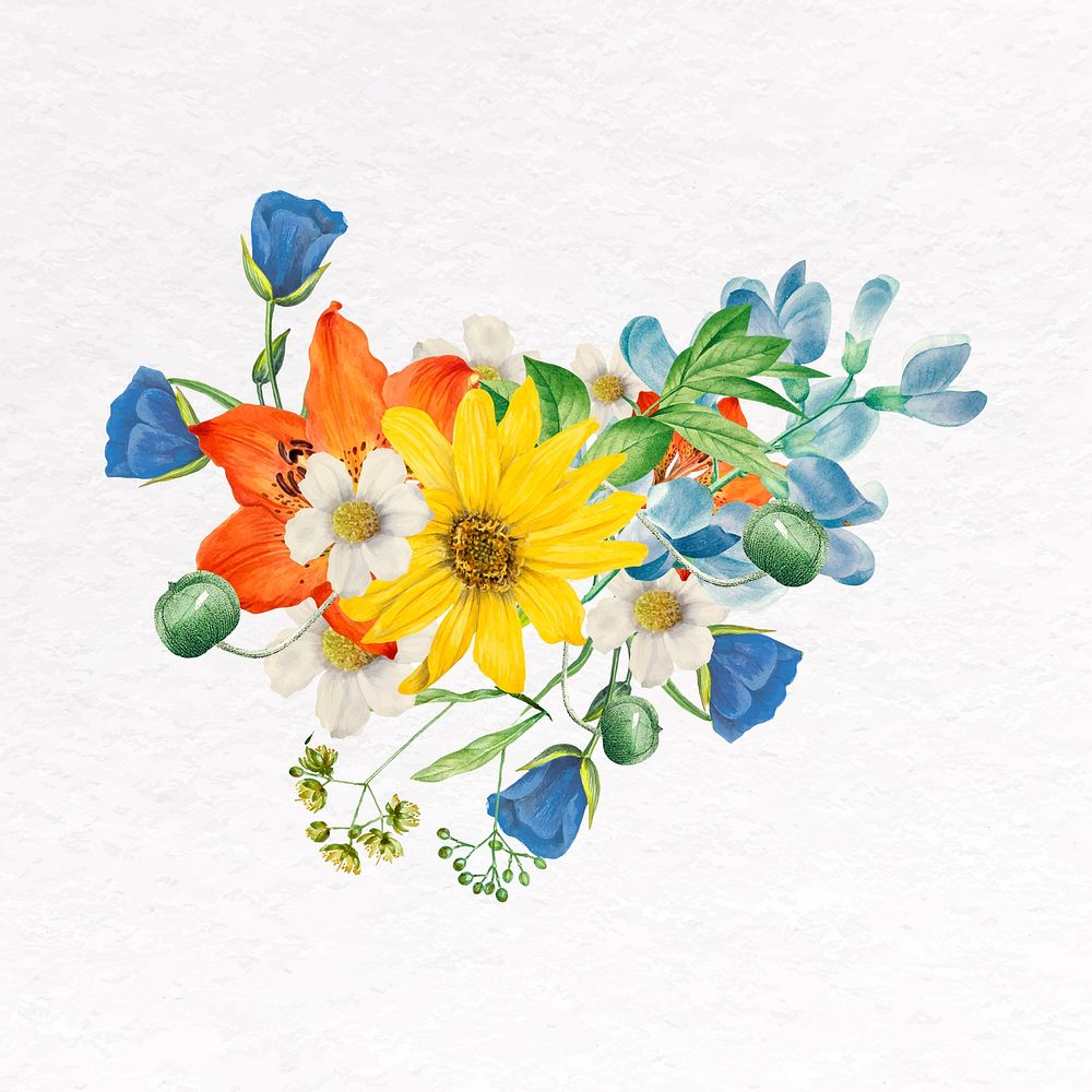 Flower bouquet  clip art, botanical design vector