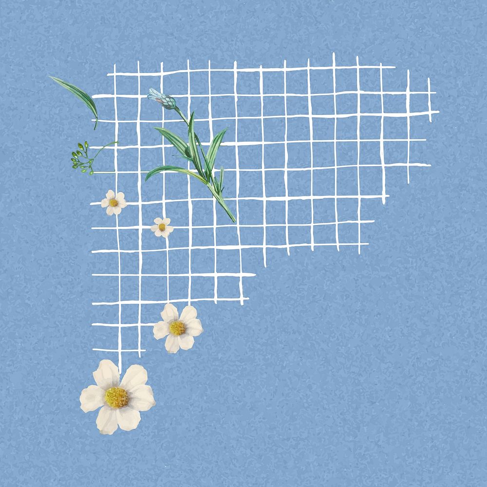Grid border collage element, botanical design vector