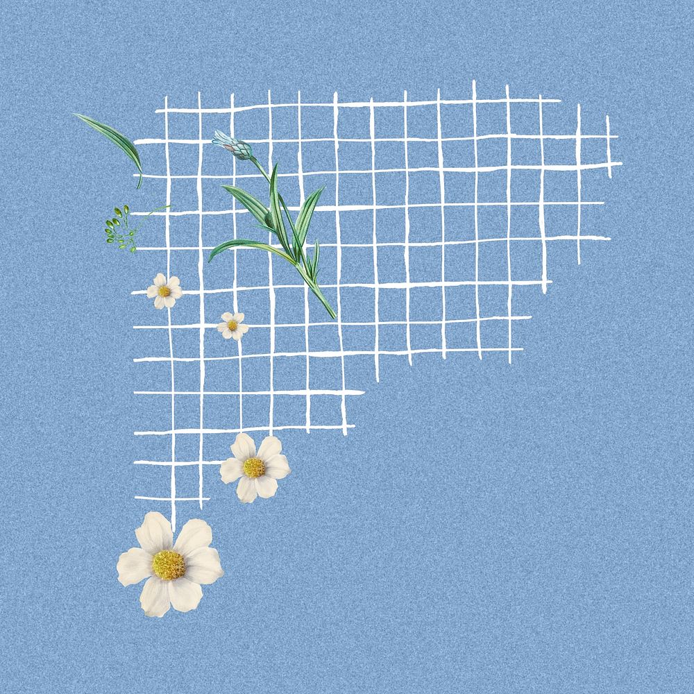 Grid border collage element, botanical design