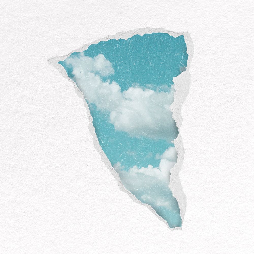 Sky collage element, ripped paper psd