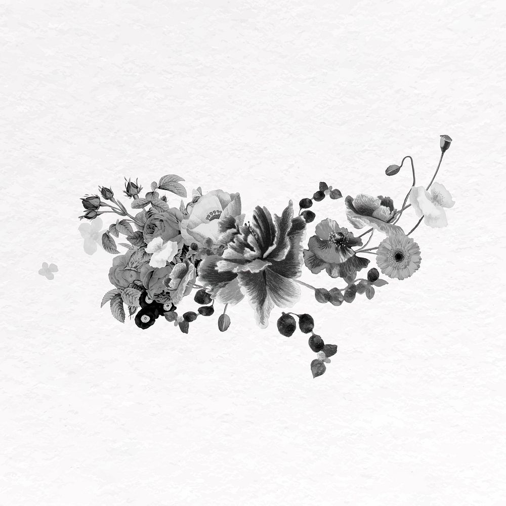 Gray flower  clip art, botanical illustration vector
