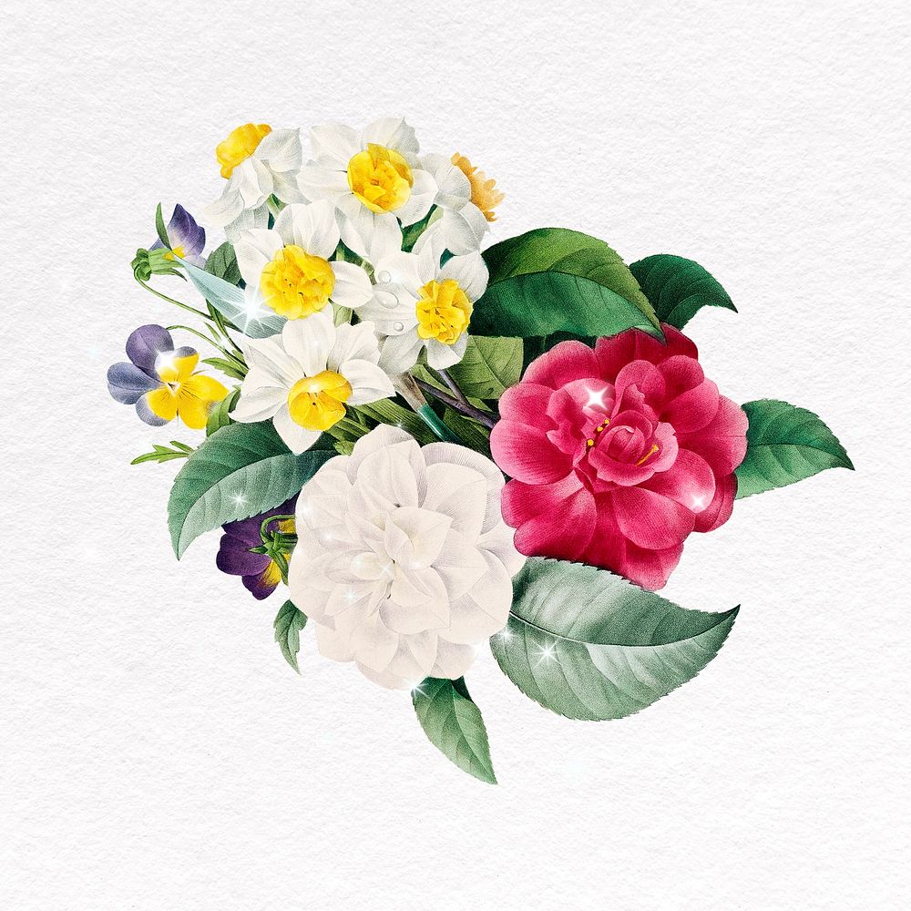 Flower bouquet clipart, botanical illustration design