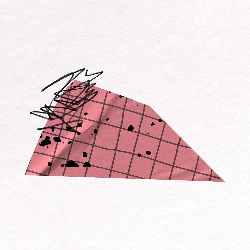 Washi tape collage element, pink grid design vector