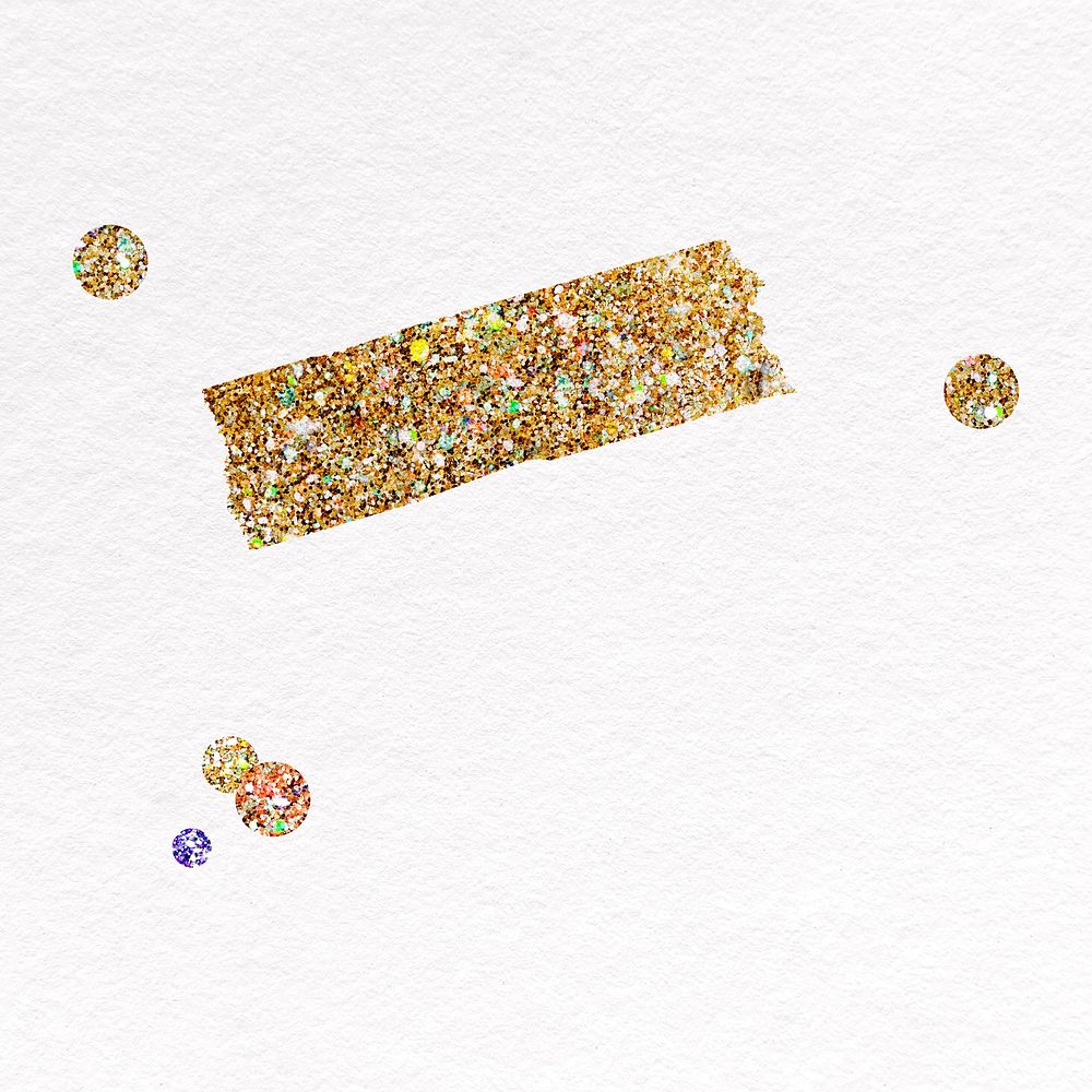 Washi tape border collage element, glitter gold psd