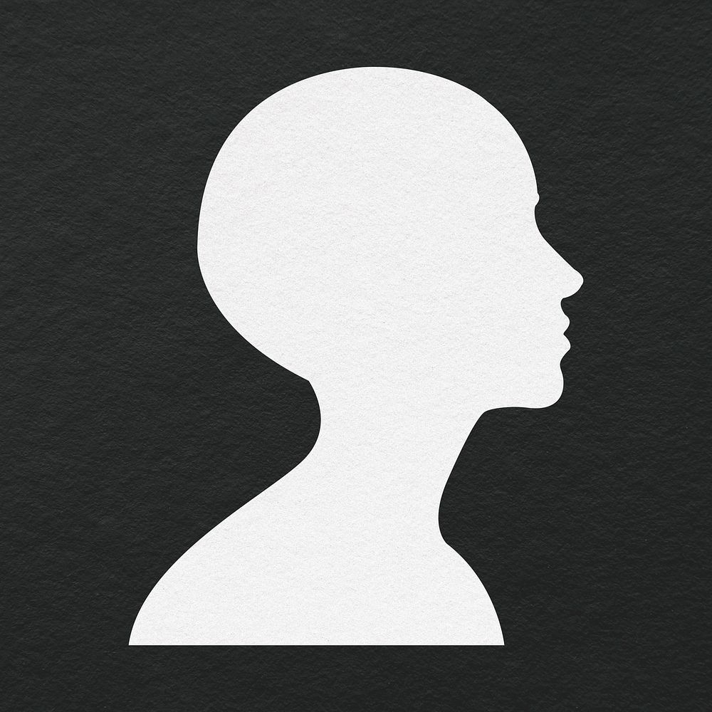 White silhouette head clipart, person psd