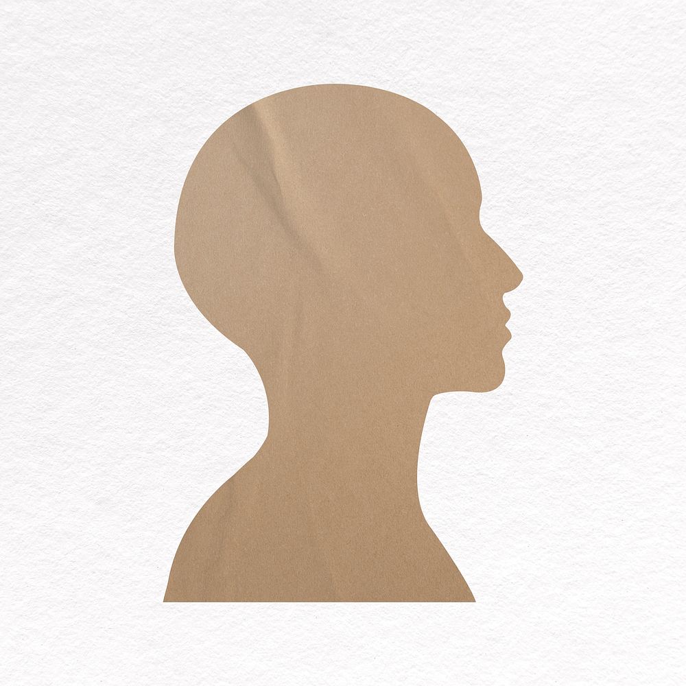 Brown silhouette head clipart, person psd