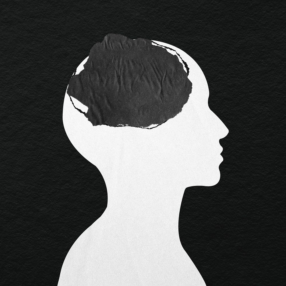 Blank mind illustration, white silhouette design