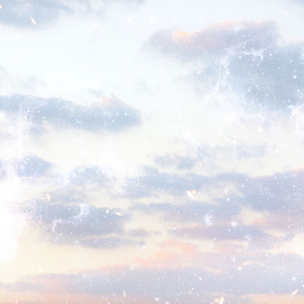 Aesthetic glitter sky background with clouds
