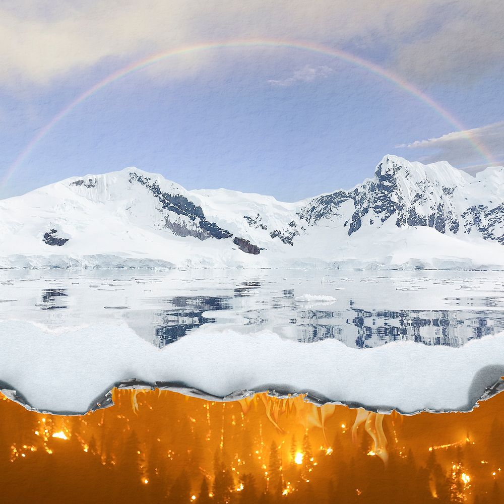 Surreal environment background, global warming affect on Antarctica