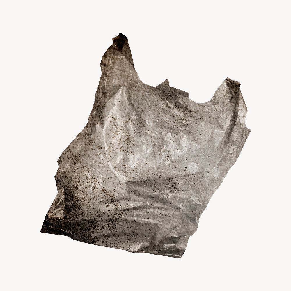 Black plastic bag collage element, environment & trash management vector