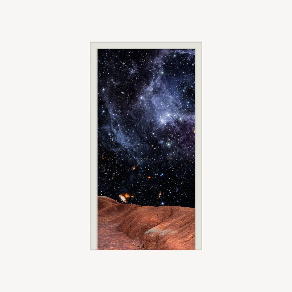 Universe framed poster collage element, view from Mars vector