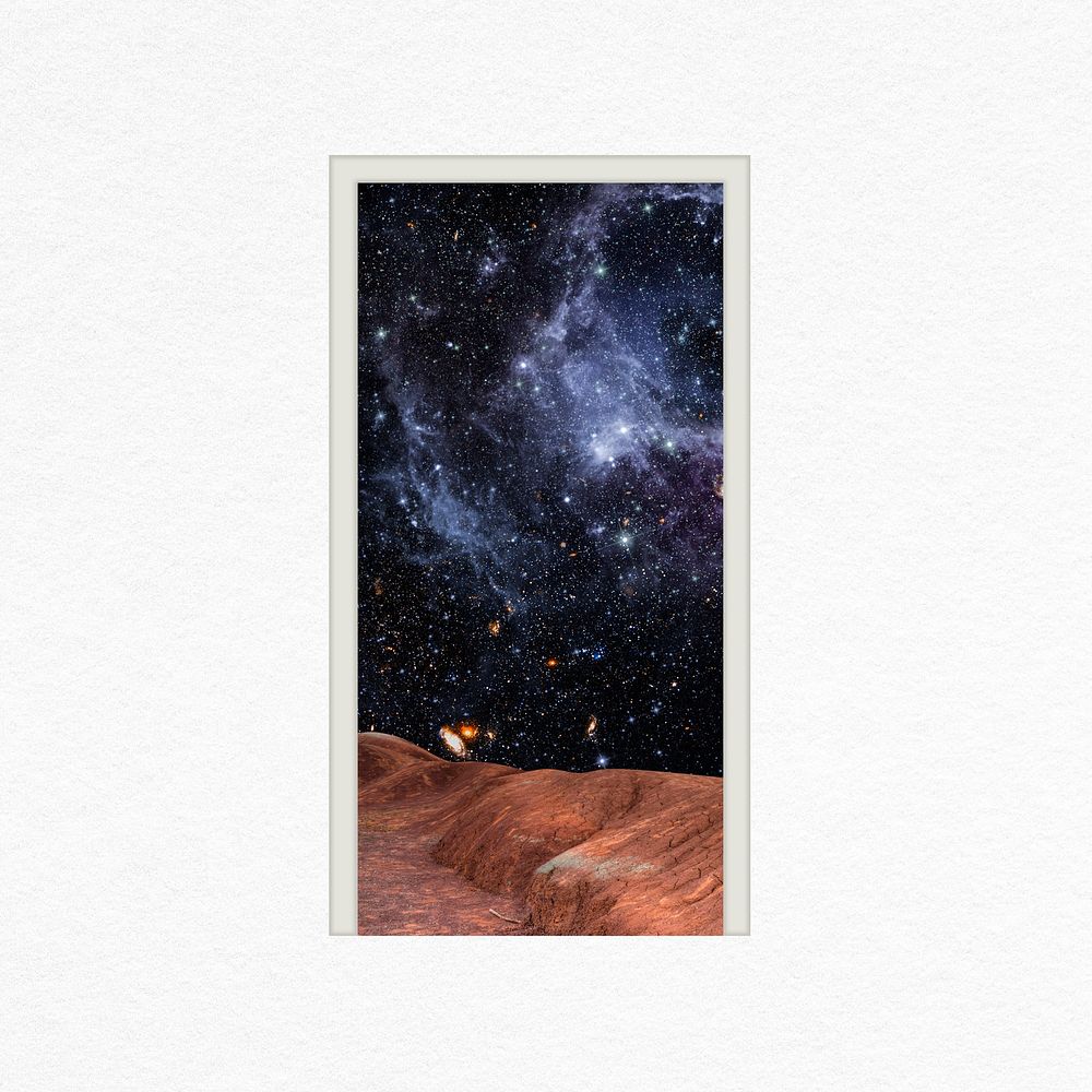 Universe framed poster collage element, view from Mars psd