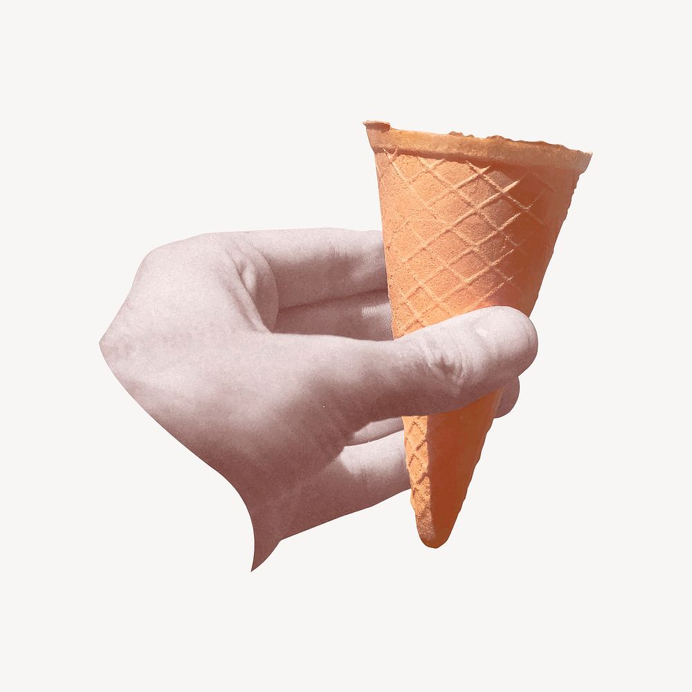 Hand holding ice cream cone vector