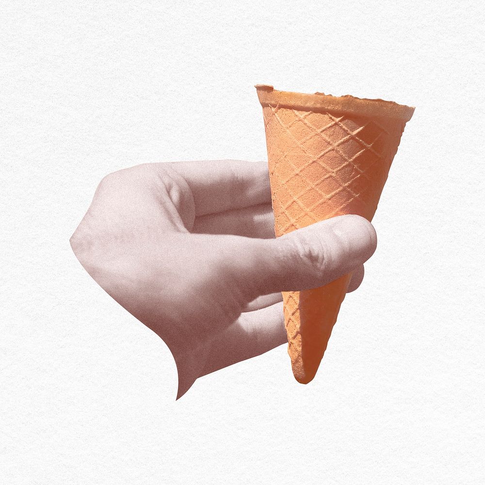 Hand holding ice cream cone psd