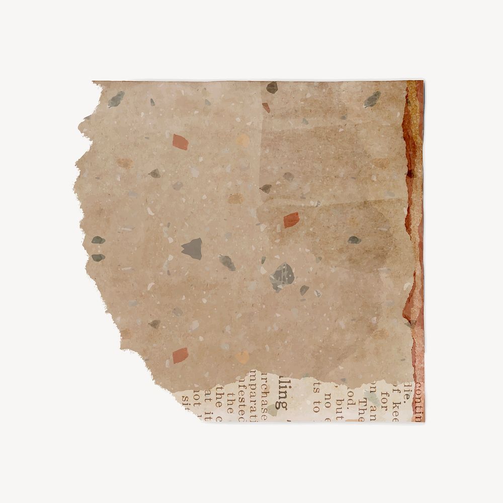 Aged torn paper ephemera collage element vector