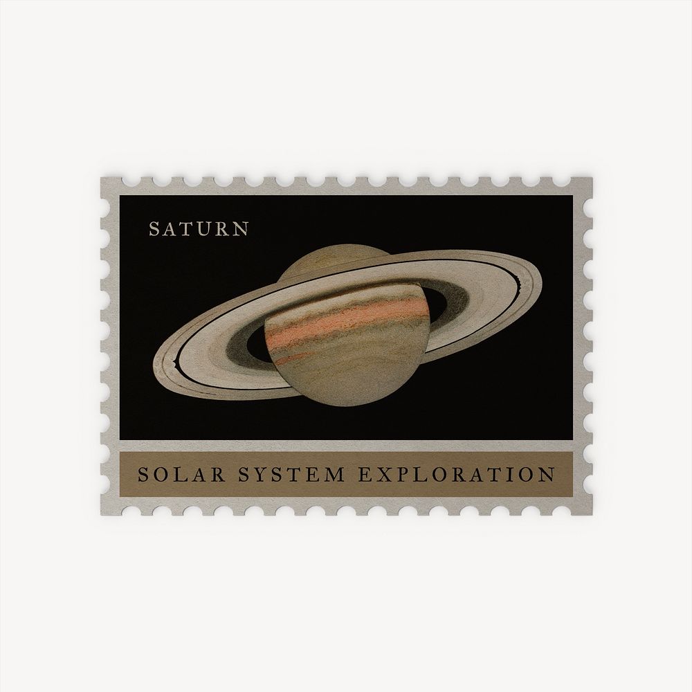 Saturn planet postage stamp ephemera design 