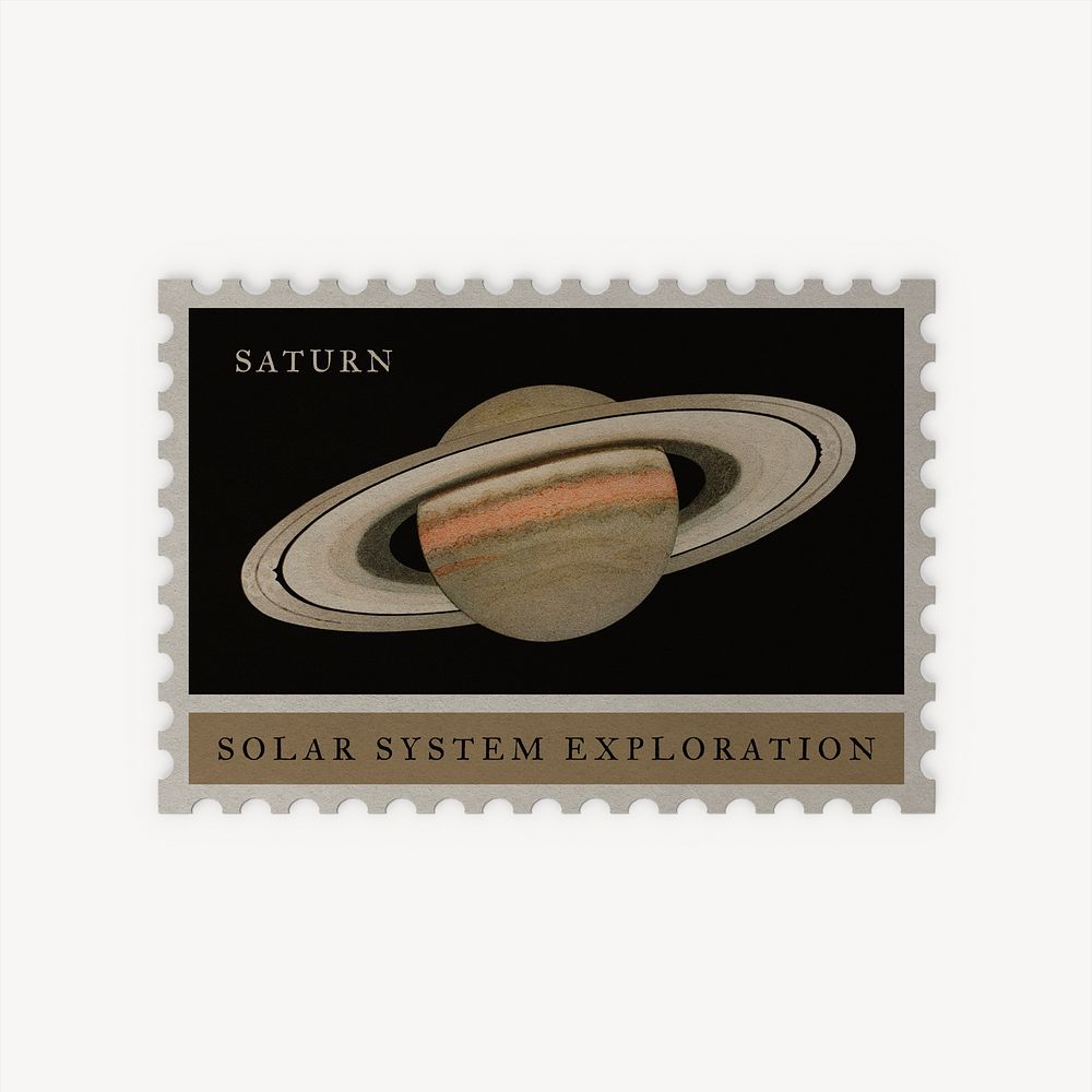Postage stamp mockup vintage Saturn motif psd