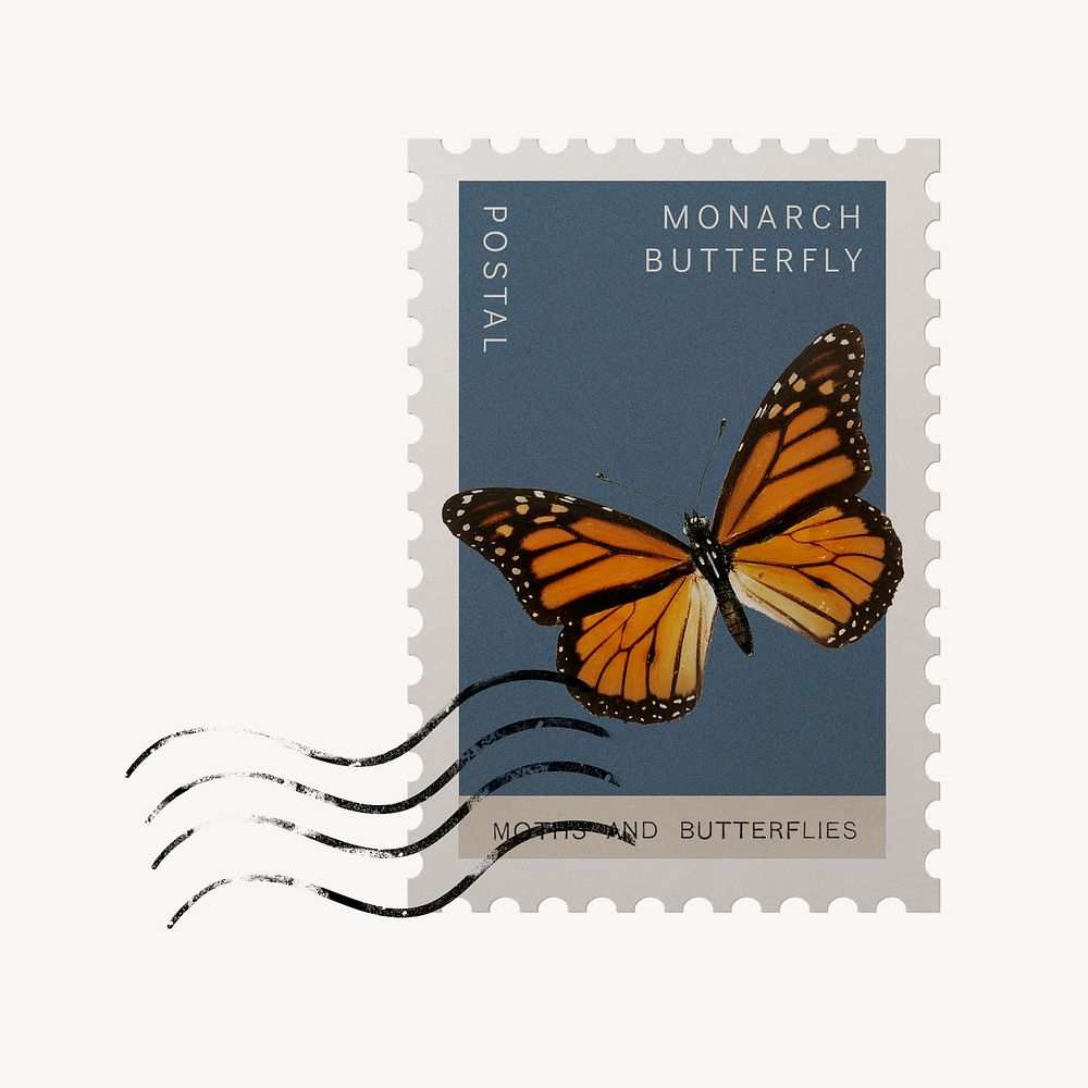 Butterfly post stamp ephemera design 
