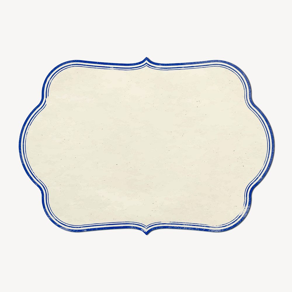 Vintage paper label, blue frame vector