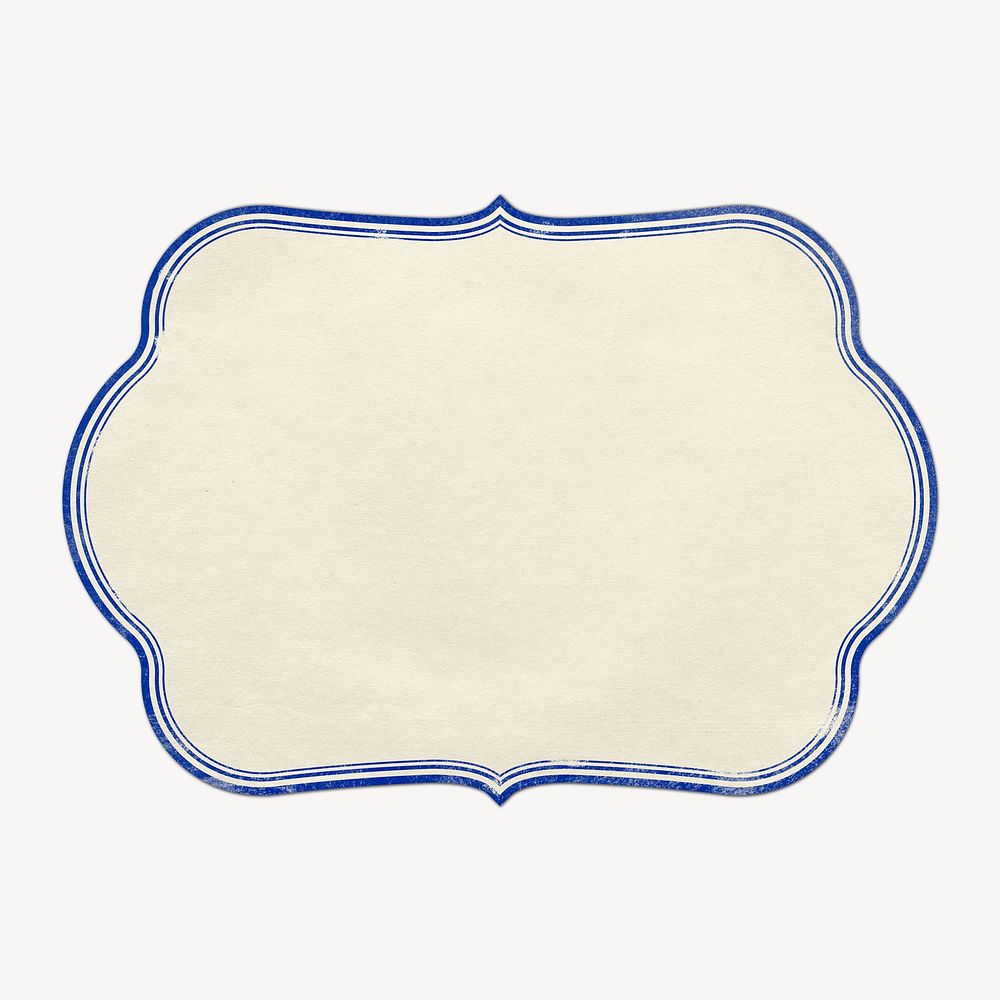 Vintage blank paper label, blue frame