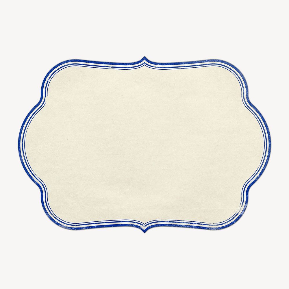 Vintage paper label, blue frame psd