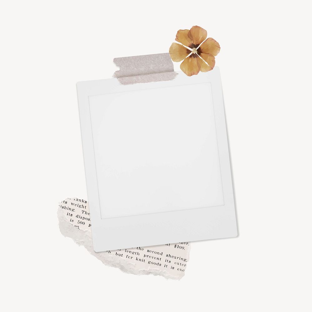 Cute blank instant photo frame with flower