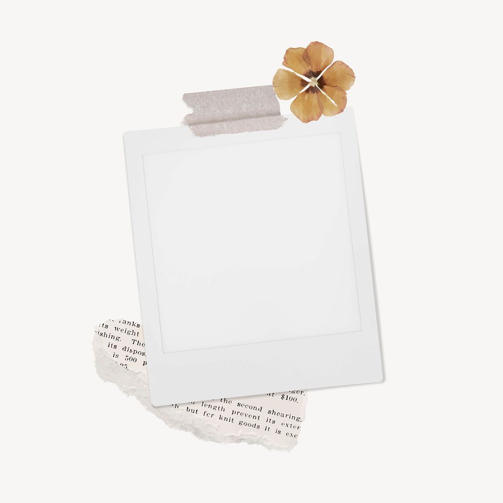 Cute instant photo frame with flower vector