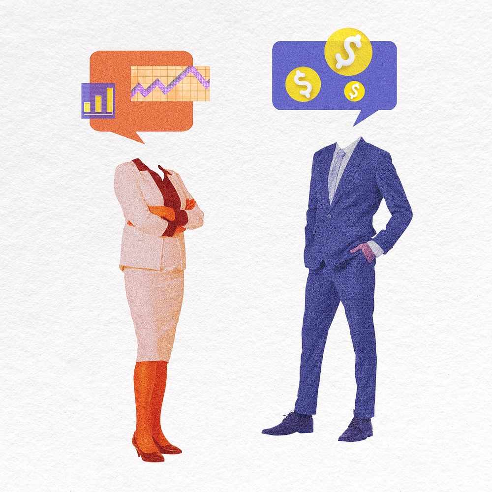 Business people and speech bubble stock trading and currency exchange psd