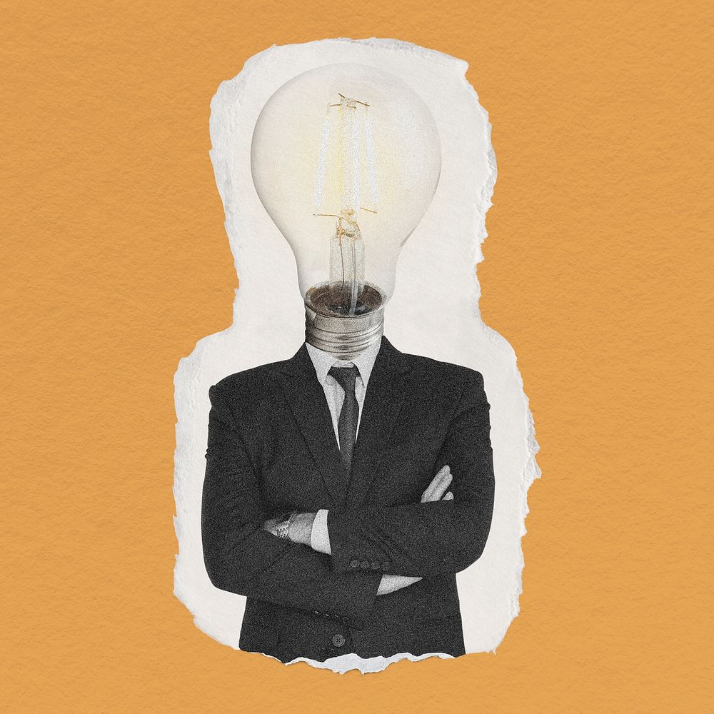 Business man with light bulb head, fresh idea concept 