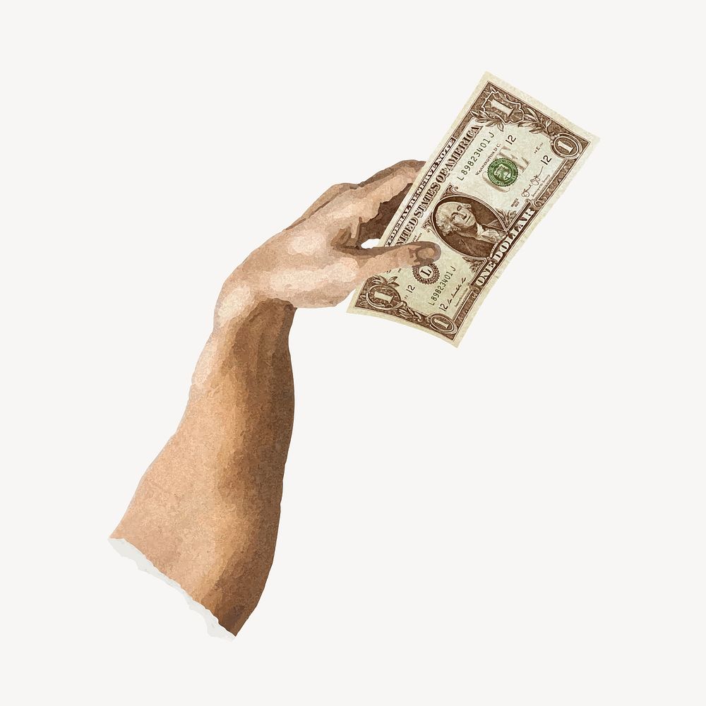 Hand carrying dollar bill vector