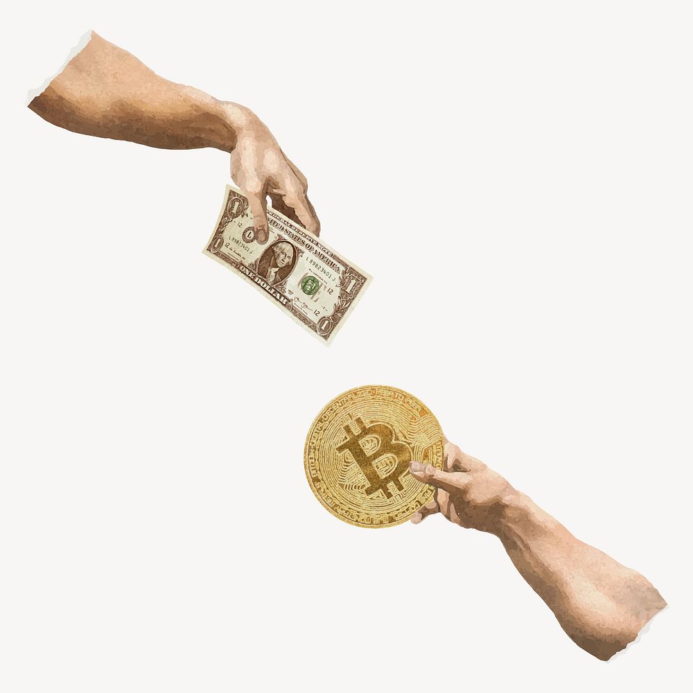 Exchanging dollar and bitcoin vector