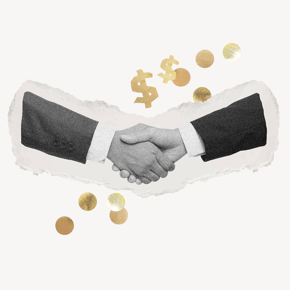 Handshake, business deal and partnership collage element collage element vector