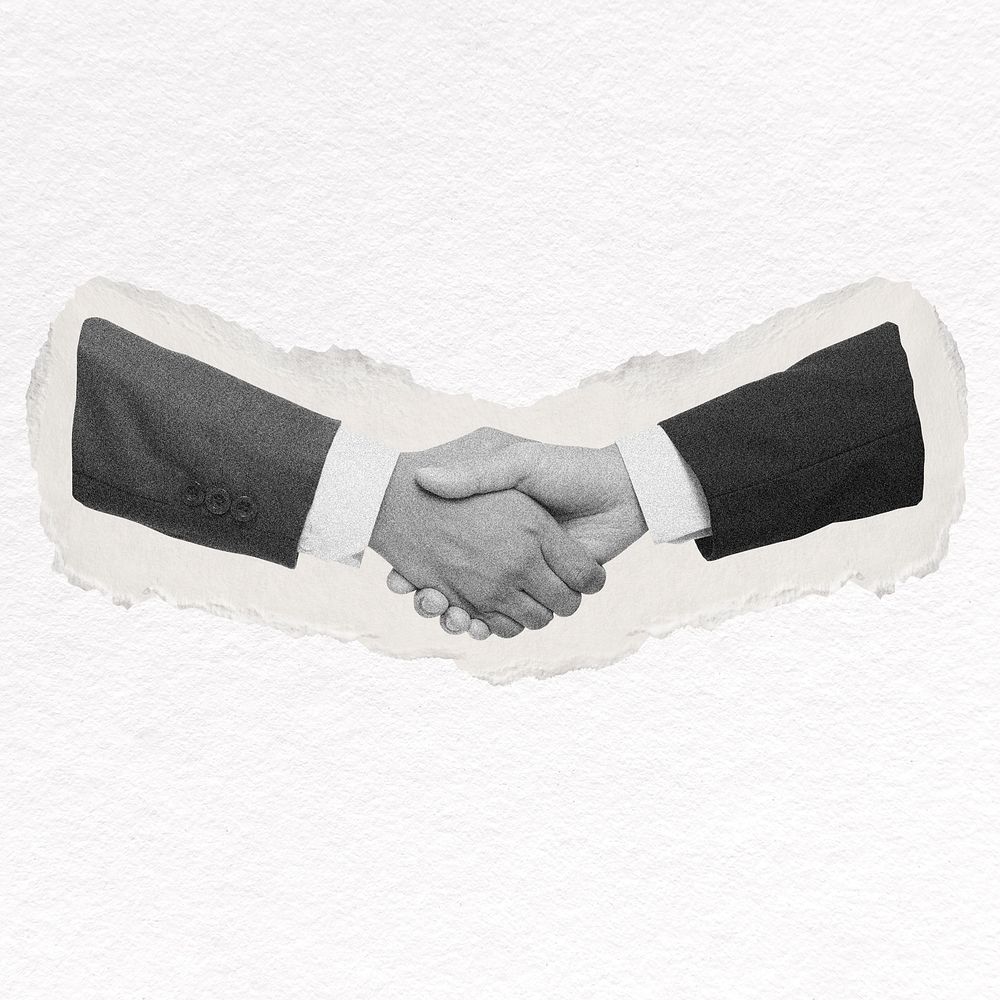 Handshake, business deal and partnership collage element psd