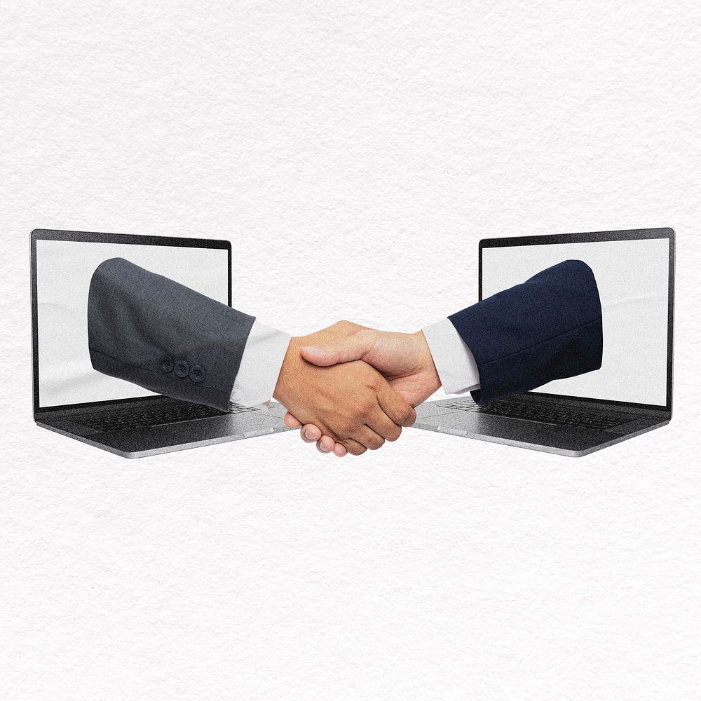Handshake, online business deal and partnership psd