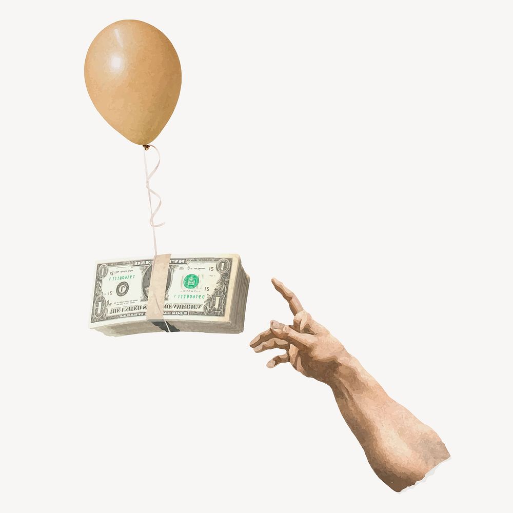 Money on balloon, inflation concept vector