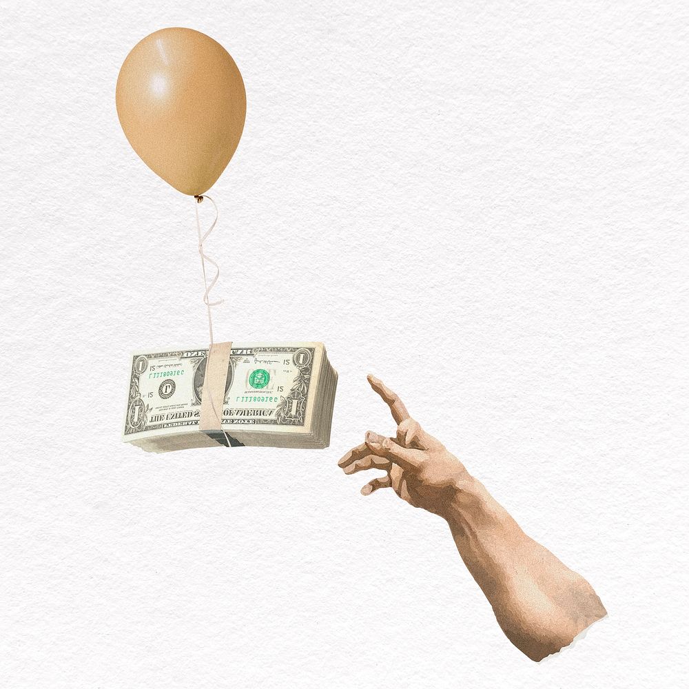 Money on balloon, inflation concept 