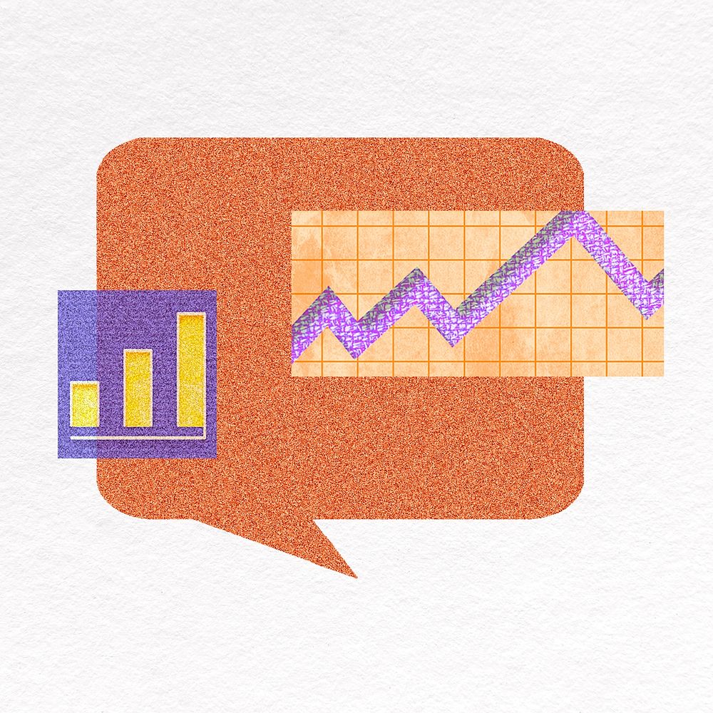 Speech bubble with charts and graphs