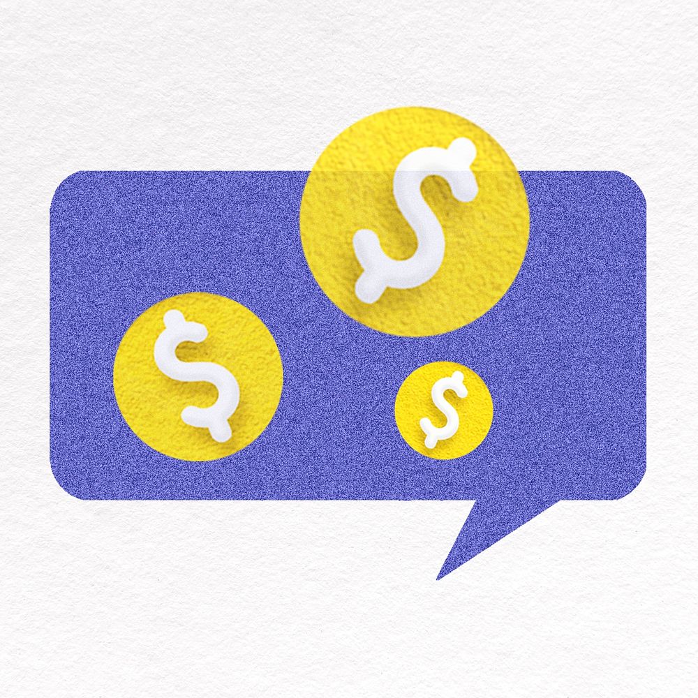 Speech bubble with dollars signs psd