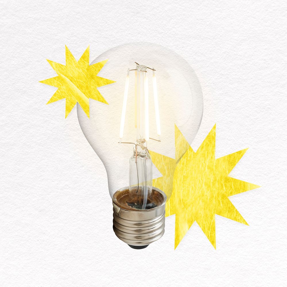 Light bulb, sparkling with fresh ideas psd