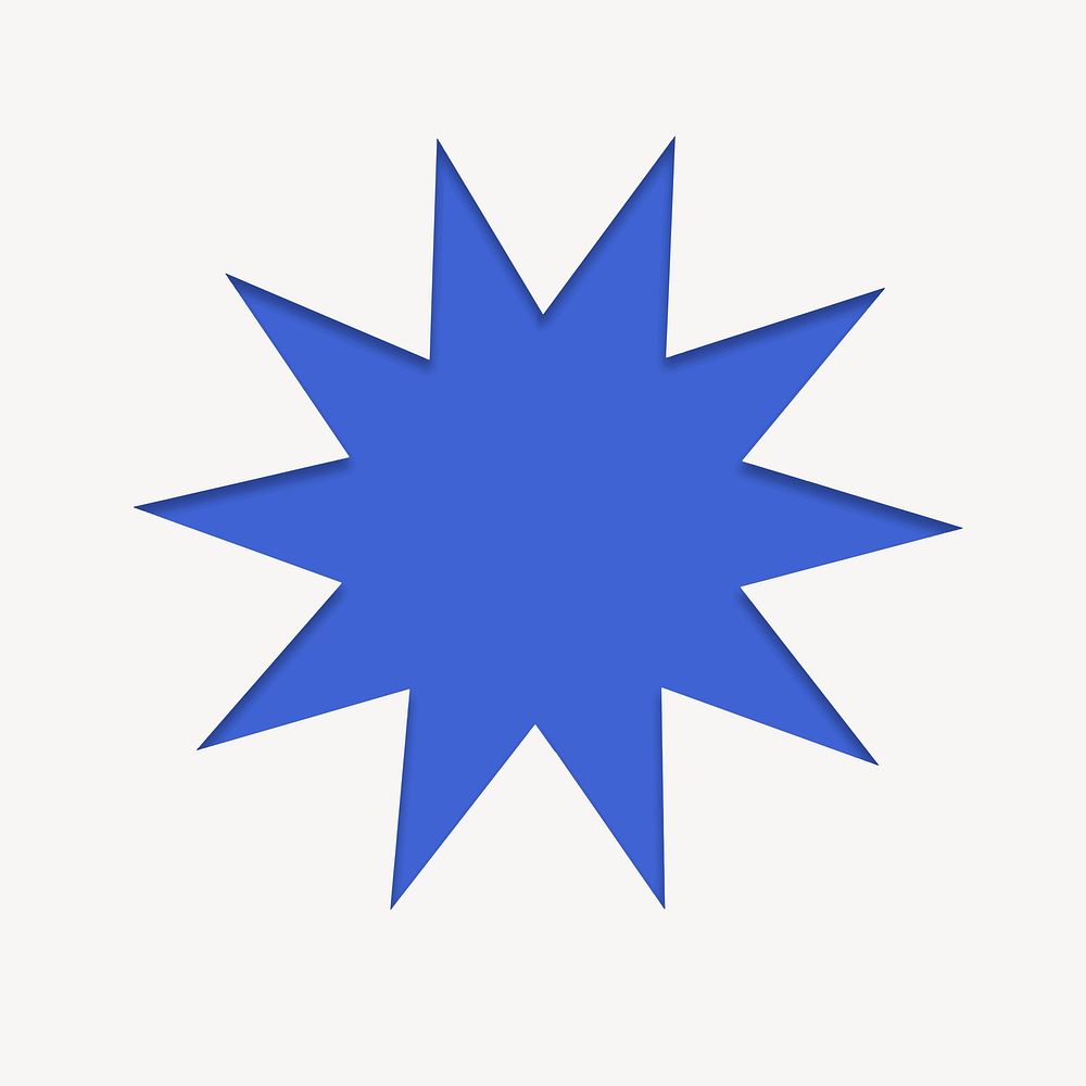 Blue sparkling star shape, paper collage element vector