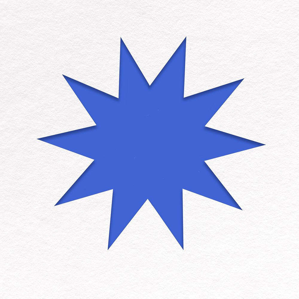 Blue sparkling star shape, paper collage element psd