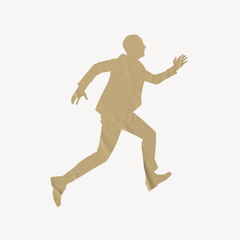 Man running, paper craft collage element vector