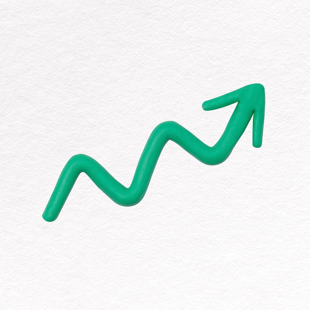 3D green arrow, graph going up 