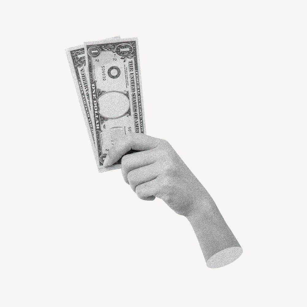 Hand carrying dollar bills vector
